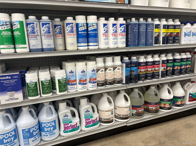 Pool maintenacne chemicals available at Gorman Supply Miami