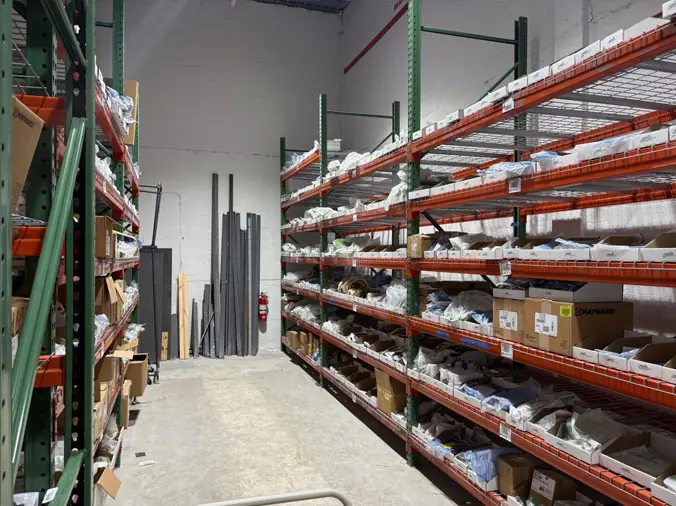 PVC connectors and fittings in the Gorman Supply Miami warehouse