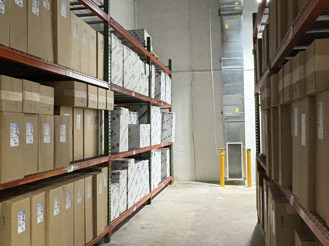 Pool filters in the Gorman Miami plumbing supply warehouse